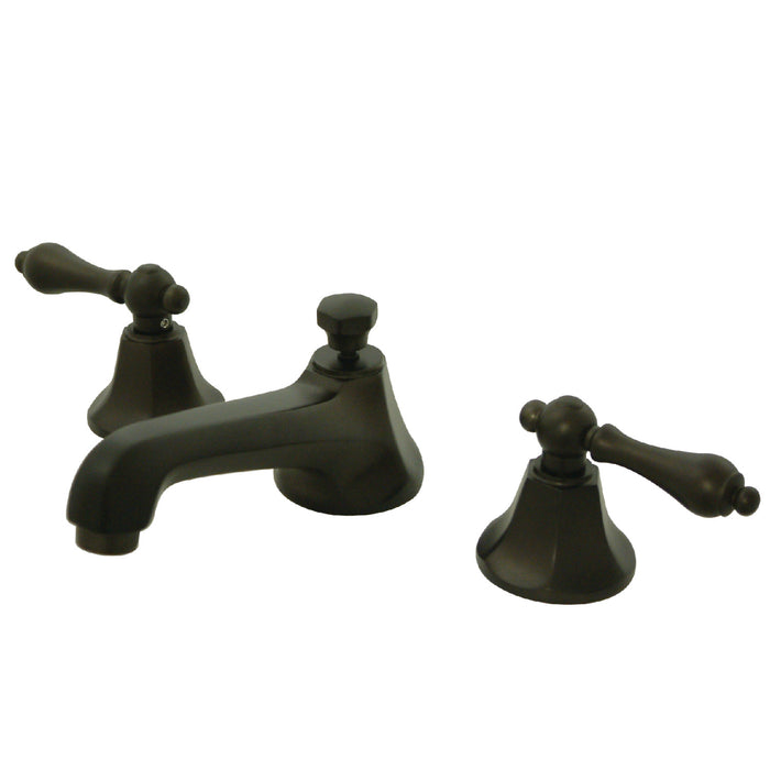 Kingston Tulare KS4465AL - Metropolitan Two-Handle 3-Hole Deck Mount Widespread Bathroom Faucet with Brass Pop-Up, Oil Rubbed Bronze
