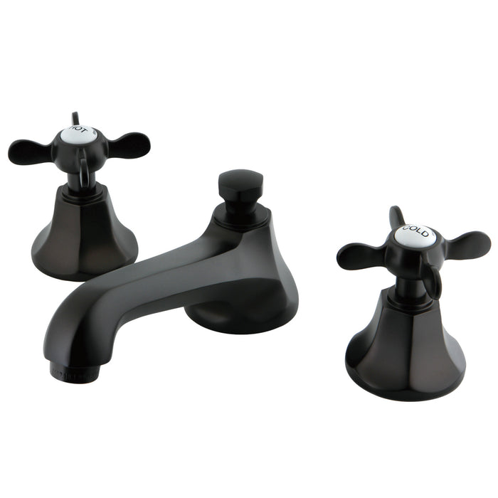 Kingston Tulare KS4465BEX - Essex Two-Handle 3-Hole Deck Mount Widespread Bathroom Faucet with Brass Pop-Up, Oil Rubbed Bronze