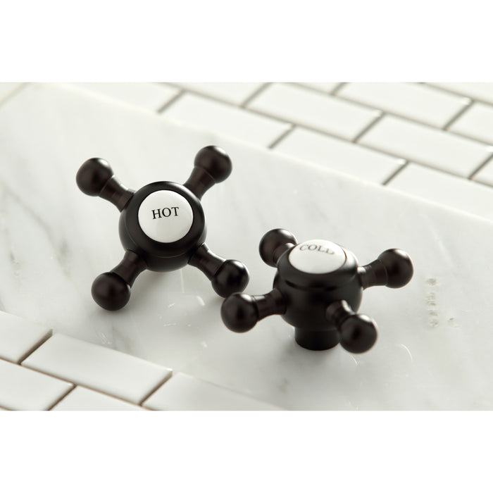 Kingston Heirloom KS4465BX - Metropolitan Two-Handle 3-Hole Deck Mount Widespread Bathroom Faucet with Brass Pop-Up, Oil Rubbed Bronze