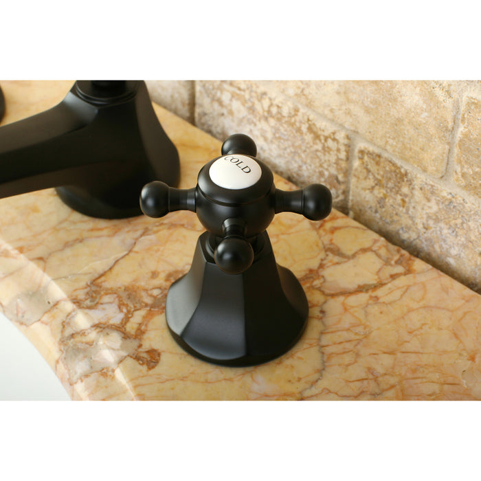 Kingston Heirloom KS4465BX - Metropolitan Two-Handle 3-Hole Deck Mount Widespread Bathroom Faucet with Brass Pop-Up, Oil Rubbed Bronze