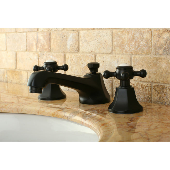 Kingston Heirloom KS4465BX - Metropolitan Two-Handle 3-Hole Deck Mount Widespread Bathroom Faucet with Brass Pop-Up, Oil Rubbed Bronze