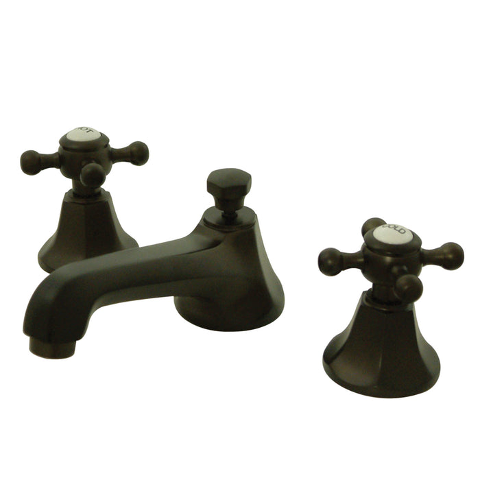 Kingston Heirloom KS4465BX - Metropolitan Two-Handle 3-Hole Deck Mount Widespread Bathroom Faucet with Brass Pop-Up, Oil Rubbed Bronze