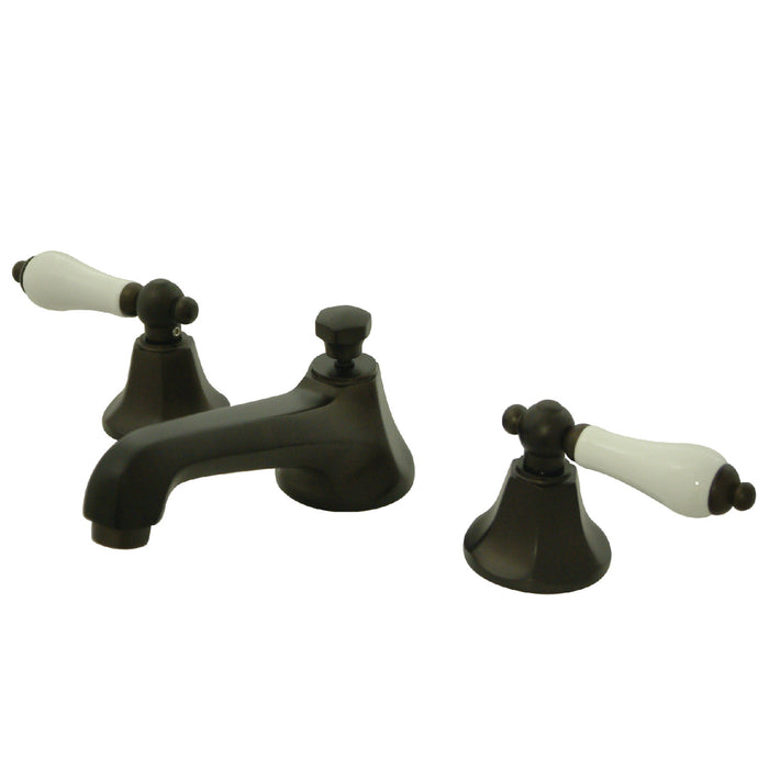 Kingston Tulare KS4465PL - Metropolitan Two-Handle 3-Hole Deck Mount Widespread Bathroom Faucet with Brass Pop-Up, Oil Rubbed Bronze