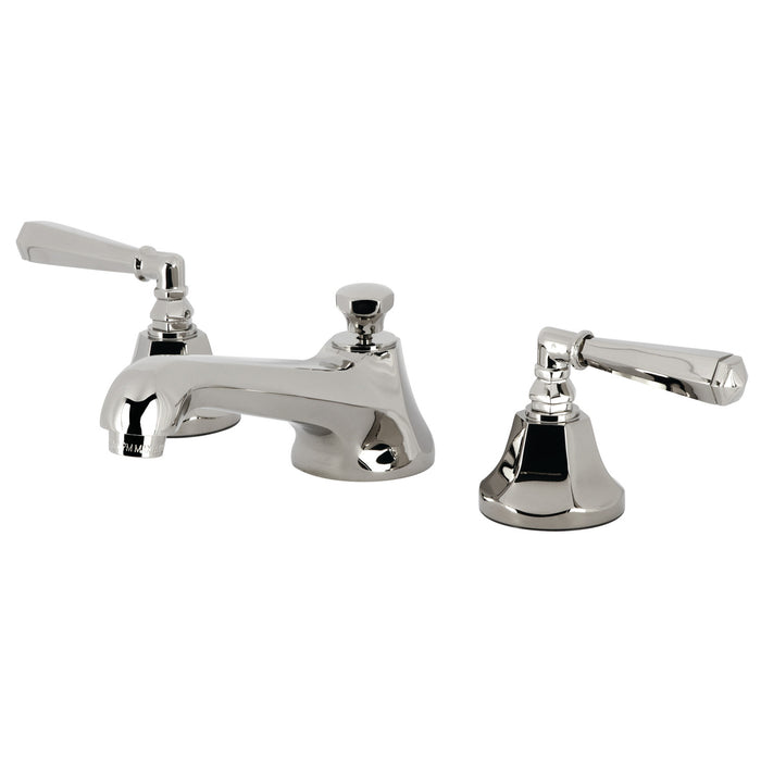 Kingston Tulare KS4466HL - Metropolitan Two-Handle 3-Hole Deck Mount Widespread Bathroom Faucet with Brass Pop-Up, Polished Nickel