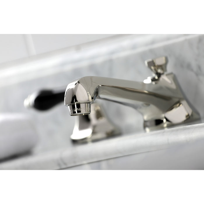 Kingston Tulare KS4466PKL - Duchess Two-Handle 3-Hole Deck Mount Widespread Bathroom Faucet with Brass Pop-Up, Polished Nickel