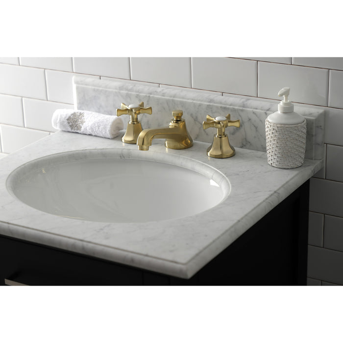 Kingston Tulare KS4467NX - Hamilton Two-Handle 3-Hole Deck Mount Widespread Bathroom Faucet with Brass Pop-Up, Brushed Brass