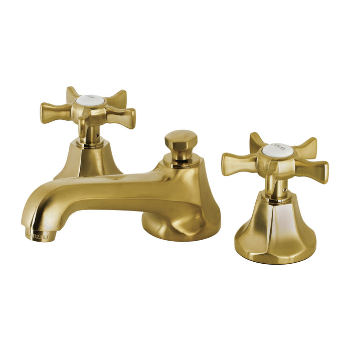 Kingston Tulare KS4467NX - Hamilton Two-Handle 3-Hole Deck Mount Widespread Bathroom Faucet with Brass Pop-Up, Brushed Brass