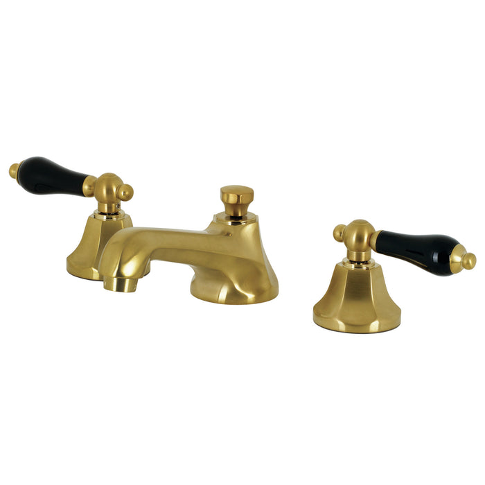 Kingston Tulare KS4467PKL - Duchess Two-Handle 3-Hole Deck Mount Widespread Bathroom Faucet with Brass Pop-Up, Brushed Brass