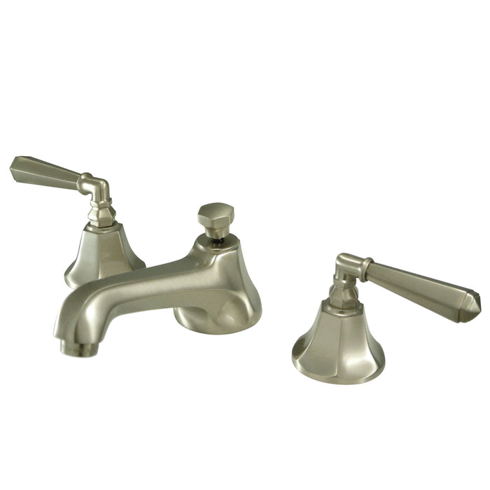 Metropolitan KS4468HL Two-Handle 3-Hole Deck Mount Widespread Bathroom Faucet with Brass Pop-Up, Brushed Nickel