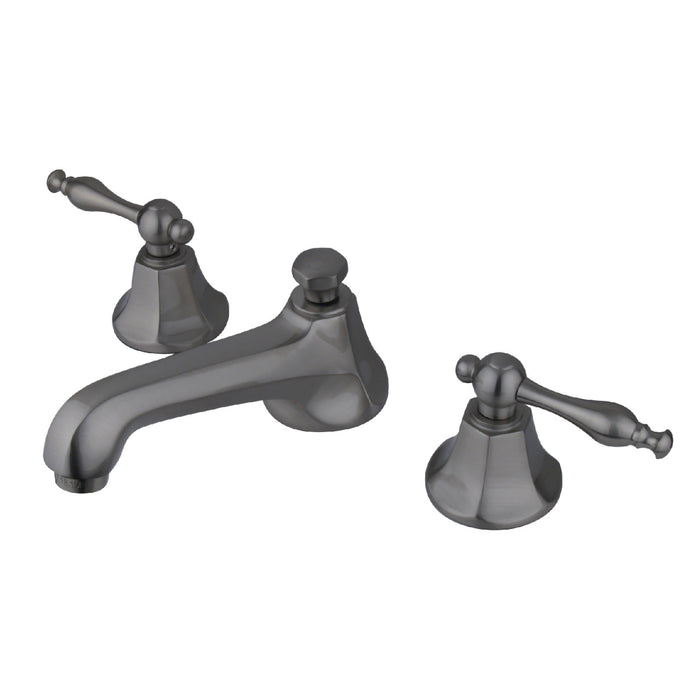 Kingston Tulare KS4468NL - Naples Two-Handle 3-Hole Deck Mount Widespread Bathroom Faucet with Brass Pop-Up, Brushed Nickel