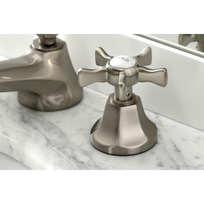 Kingston Tulare KS4468NX - Hamilton Two-Handle 3-Hole Deck Mount Widespread Bathroom Faucet with Brass Pop-Up, Brushed Nickel