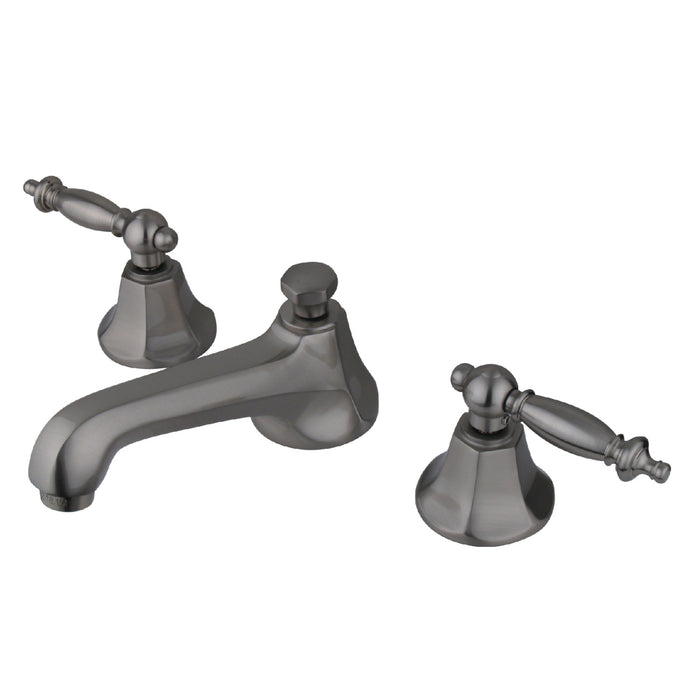Kingston Tulare KS4468TL - Metropolitan Two-Handle 3-Hole Deck Mount Widespread Bathroom Faucet with Brass Pop-Up, Brushed Nickel