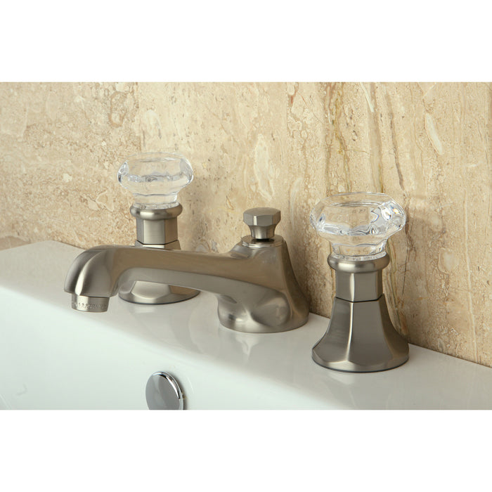 Kingston Tulare KS4468WCL - Celebrity Two-Handle 3-Hole Deck Mount Widespread Bathroom Faucet with Brass Pop-Up, Brushed Nickel