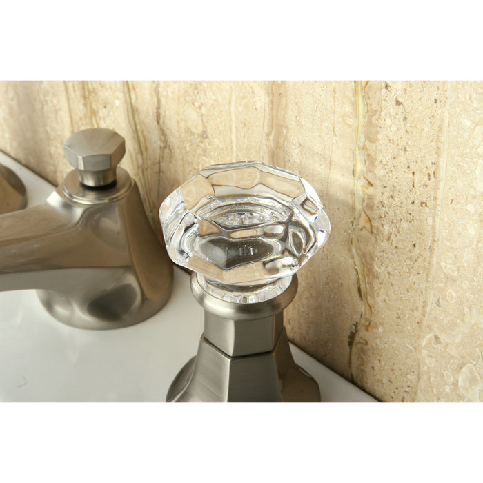 Kingston Tulare KS4468WCL - Celebrity Two-Handle 3-Hole Deck Mount Widespread Bathroom Faucet with Brass Pop-Up, Brushed Nickel