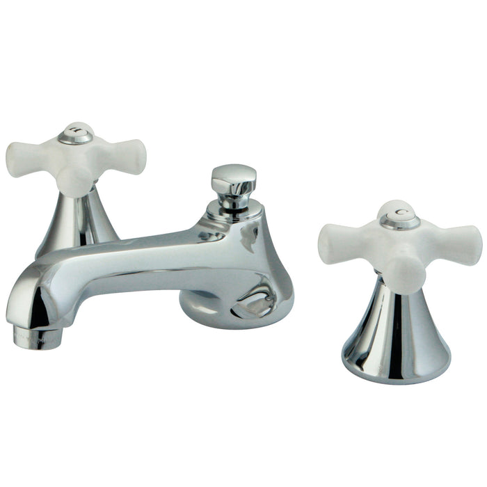 Kingston Tulare KS4471PX Two-Handle 3-Hole Deck Mount Widespread Bathroom Faucet with Brass Pop-Up, Polished Chrome