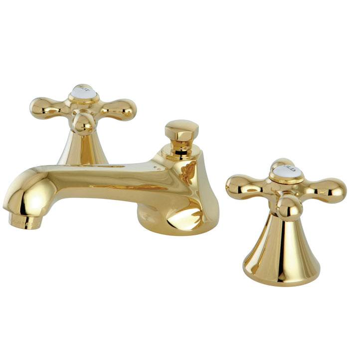 Kingston Tulare KS4472AX Two-Handle 3-Hole Deck Mount Widespread Bathroom Faucet with Brass Pop-Up, Polished Brass