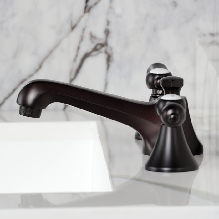 Kingston Tulare KS4475BALTwo-Handle 3-Hole Deck Mount Widespread Bathroom Faucet with Brass Pop-Up, Oil Rubbed Bronze