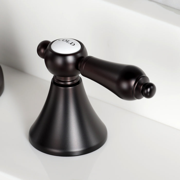 Kingston Tulare KS4475BALTwo-Handle 3-Hole Deck Mount Widespread Bathroom Faucet with Brass Pop-Up, Oil Rubbed Bronze