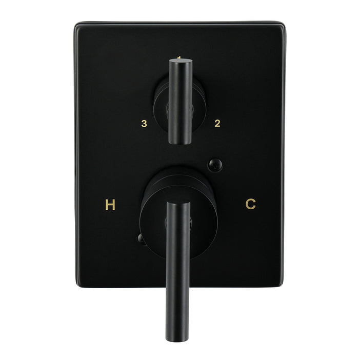 Kingston Concord KS46130CMLE Pressure Balanced Shower Valve Trim Kit with 3-Way Diverter, Matte Black