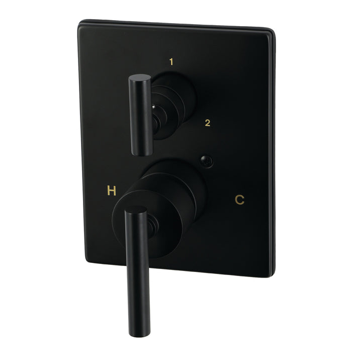 Kingston Concord KS46130CMLE Pressure Balanced Shower Valve Trim Kit with 3-Way Diverter, Matte Black