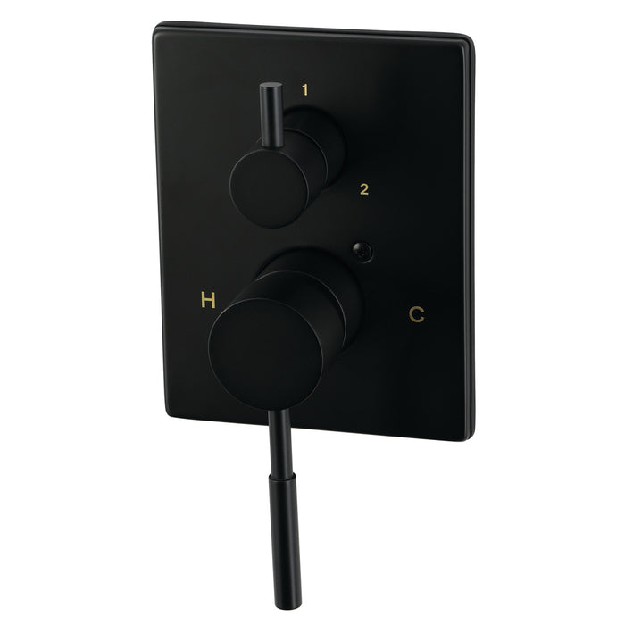 Kingston Concord KS46130DLE Pressure Balanced Shower Valve Trim Kit with 3-Way Diverter, Matte Black