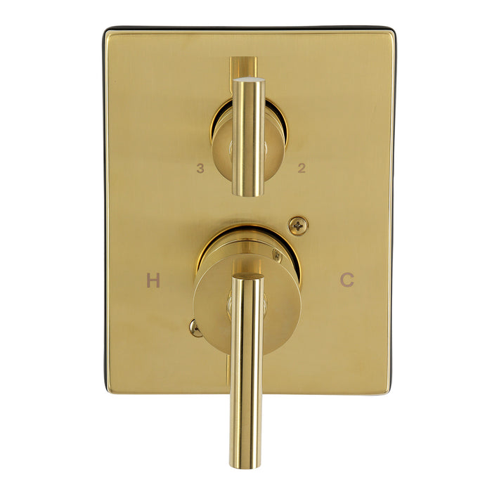 Kingston Concord KS46137CMLE Pressure Balanced Shower Valve Trim Kit with 3-Way Diverter, Brushed Brass