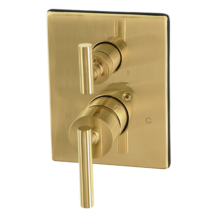 Kingston Concord KS46137CMLE Pressure Balanced Shower Valve Trim Kit with 3-Way Diverter, Brushed Brass
