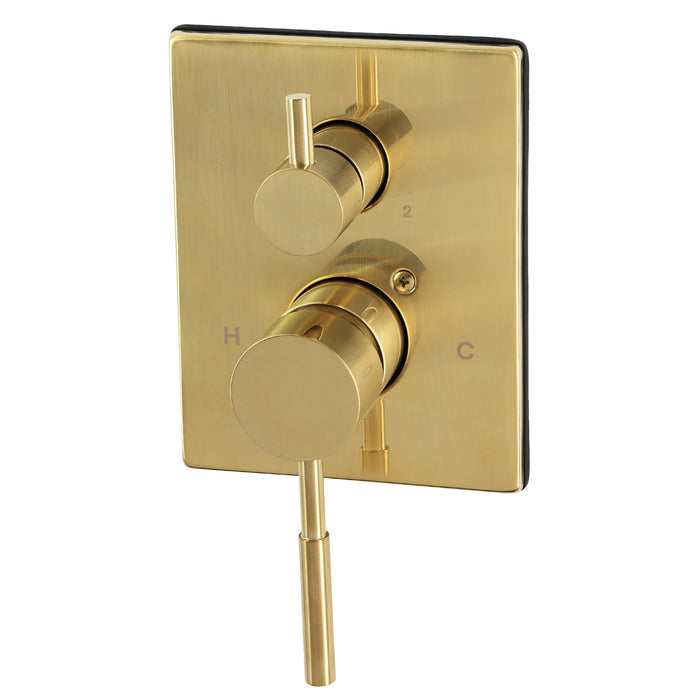 Kingston Concord KS46137DLE Pressure Balanced Shower Valve Trim Kit with 3-Way Diverter, Brushed Brass
