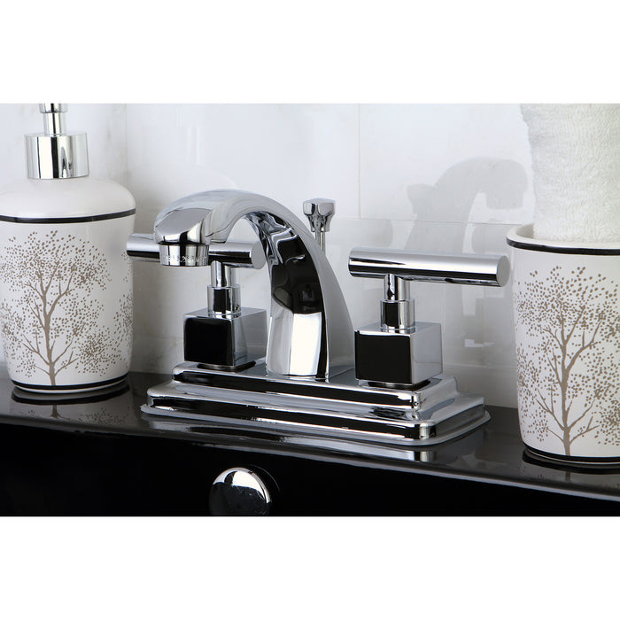 Kingston Tulare KS4641CQL - Claremont Double-Handle 3-Hole Deck Mount 4-Inch Centerset Bathroom Faucet with Brass Pop-Up, Polished Chrome