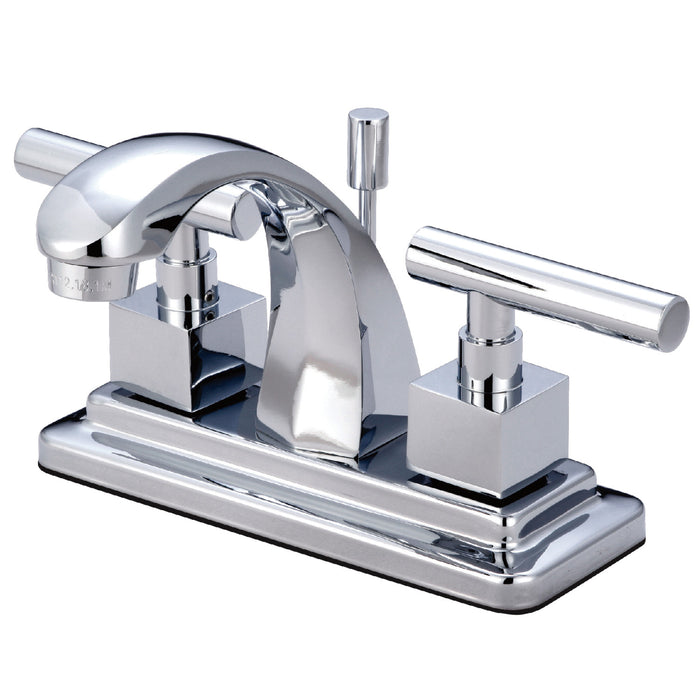 Kingston Tulare KS4641CQL - Claremont Double-Handle 3-Hole Deck Mount 4-Inch Centerset Bathroom Faucet with Brass Pop-Up, Polished Chrome