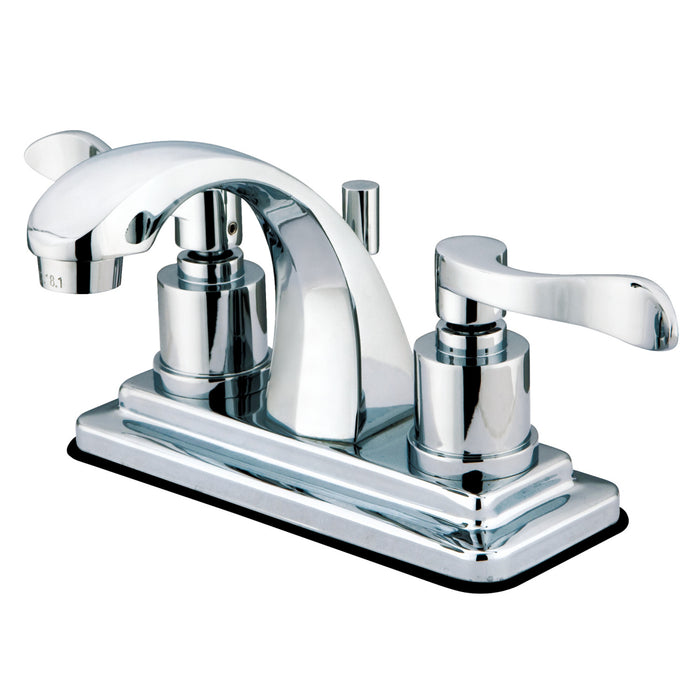 Kingston Tulare KS4641DFL - NuWave Double-Handle 3-Hole Deck Mount 4-Inch Centerset Bathroom Faucet with Brass Pop-Up, Polished Chrome