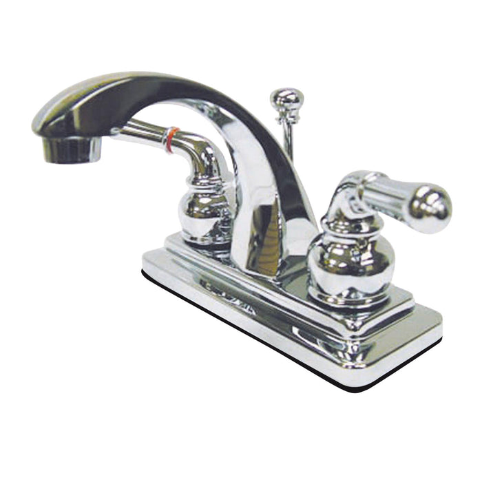 Kingston Naples KS4641NML Double-Handle 3-Hole Deck Mount 4-Inch Centerset Bathroom Faucet with Brass Pop-Up, Polished Chrome