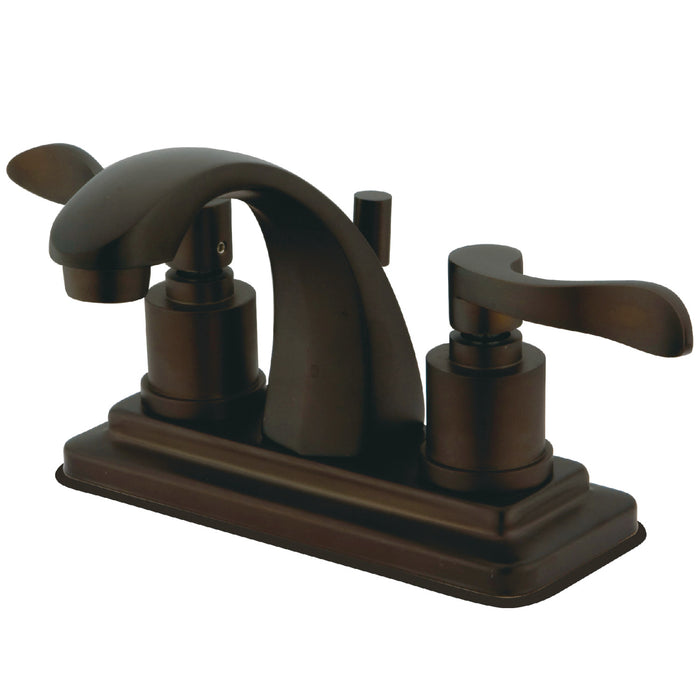 Kingston Tulare KS4645DFL - NuWave Double-Handle 3-Hole Deck Mount 4-Inch Centerset Bathroom Faucet with Brass Pop-Up, Oil Rubbed Bronze