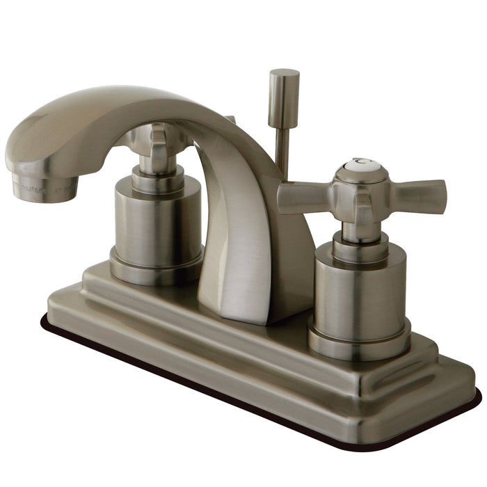Kingston Tulare KS4648ZX - Millennium Double-Handle 3-Hole Deck Mount 4-Inch Centerset Bathroom Faucet with Brass Pop-Up, Brushed Nickel