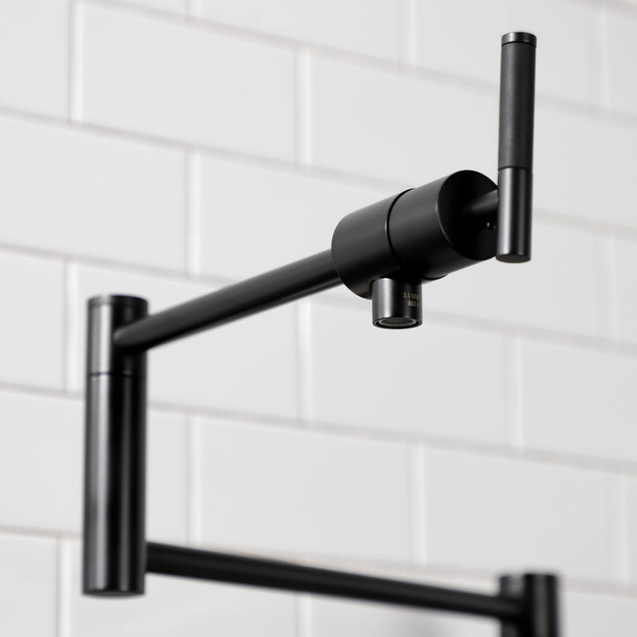 Kingston Sona KS4700CKL - Kaiser Two-Handle 1-Hole Deck Mount Pot Filler Faucet, Matte Black