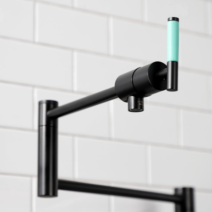 Kingston Sona KS4700CKL - Kaiser Two-Handle 1-Hole Deck Mount Pot Filler Faucet, Matte Black