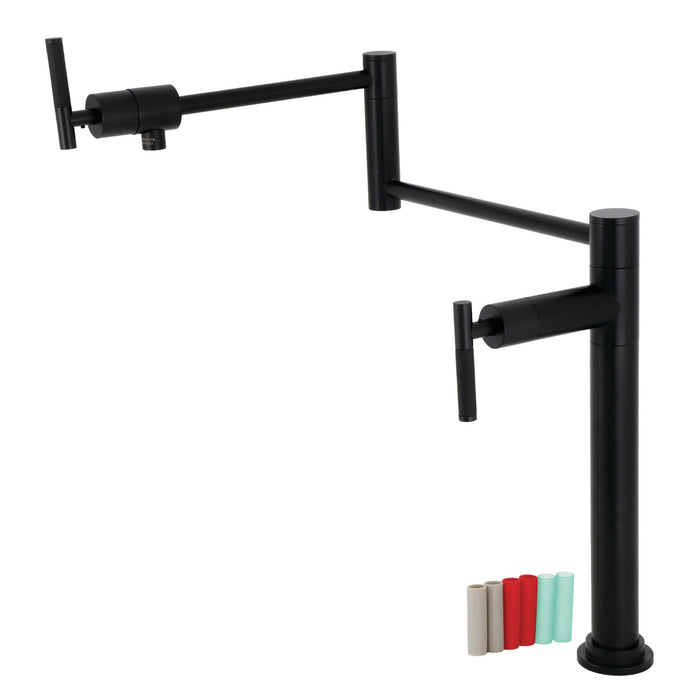Kingston Sona KS4700CKL - Kaiser Two-Handle 1-Hole Deck Mount Pot Filler Faucet, Matte Black
