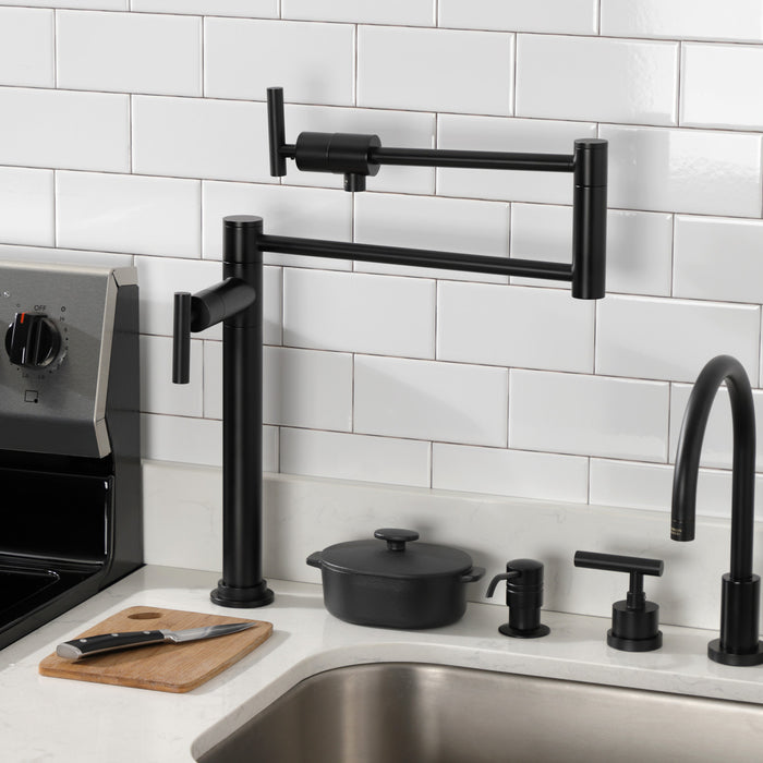 Manhattan KS4700CML Two-Handle 1-Hole Deck Mount Pot Filler Faucet, Matte Black