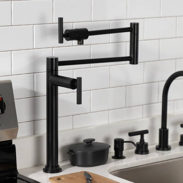 Manhattan KS4700CML Two-Handle 1-Hole Deck Mount Pot Filler Faucet, Matte Black
