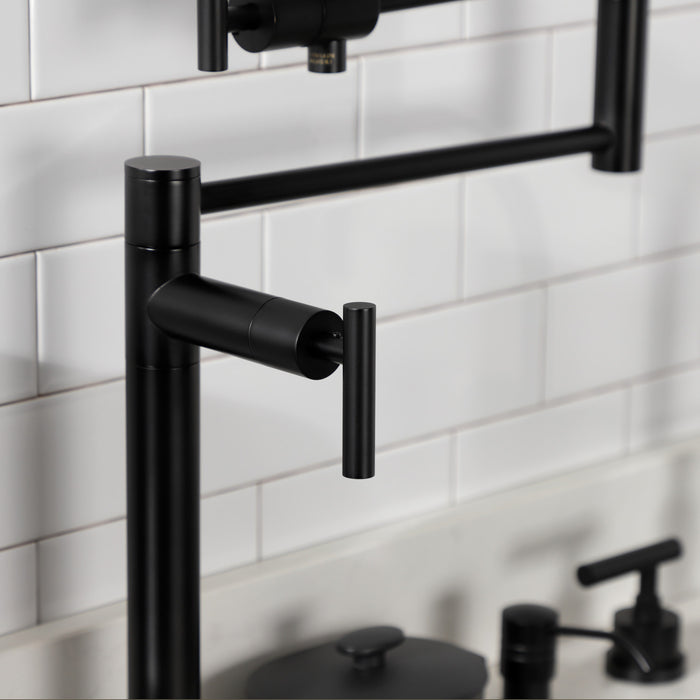 Manhattan KS4700CML Two-Handle 1-Hole Deck Mount Pot Filler Faucet, Matte Black