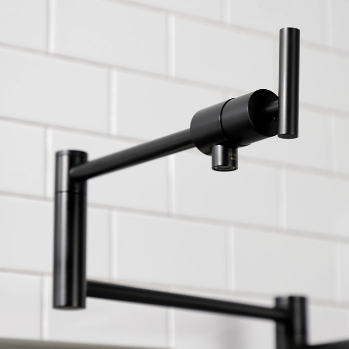 Manhattan KS4700CML Two-Handle 1-Hole Deck Mount Pot Filler Faucet, Matte Black