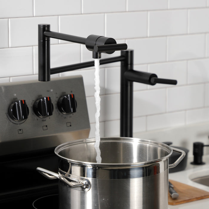 Manhattan KS4700CML Two-Handle 1-Hole Deck Mount Pot Filler Faucet, Matte Black