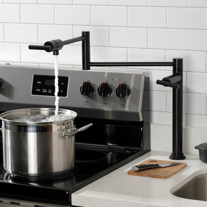 Manhattan KS4700CML Two-Handle 1-Hole Deck Mount Pot Filler Faucet, Matte Black