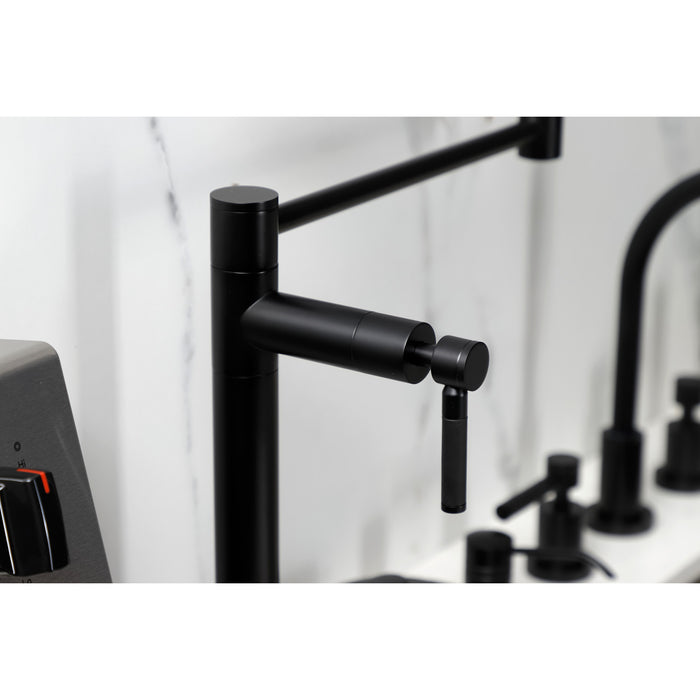 Kingston Sona KS4700DKL - Kaiser Two-Handle 1-Hole Deck Mount Pot Filler Faucet, Matte Black