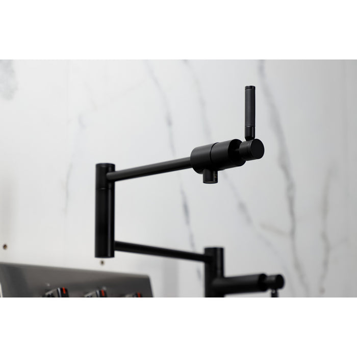 Kingston Sona KS4700DKL - Kaiser Two-Handle 1-Hole Deck Mount Pot Filler Faucet, Matte Black