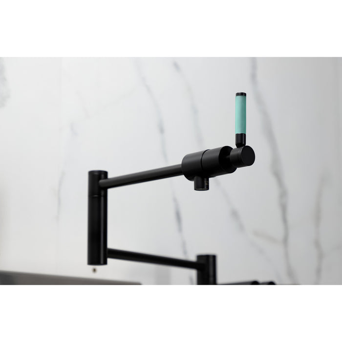 Kingston Sona KS4700DKL - Kaiser Two-Handle 1-Hole Deck Mount Pot Filler Faucet, Matte Black