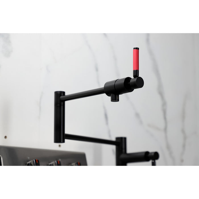 Kingston Sona KS4700DKL - Kaiser Two-Handle 1-Hole Deck Mount Pot Filler Faucet, Matte Black