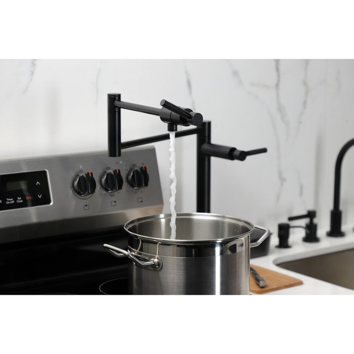 Kingston Sona KS4700DKL - Kaiser Two-Handle 1-Hole Deck Mount Pot Filler Faucet, Matte Black