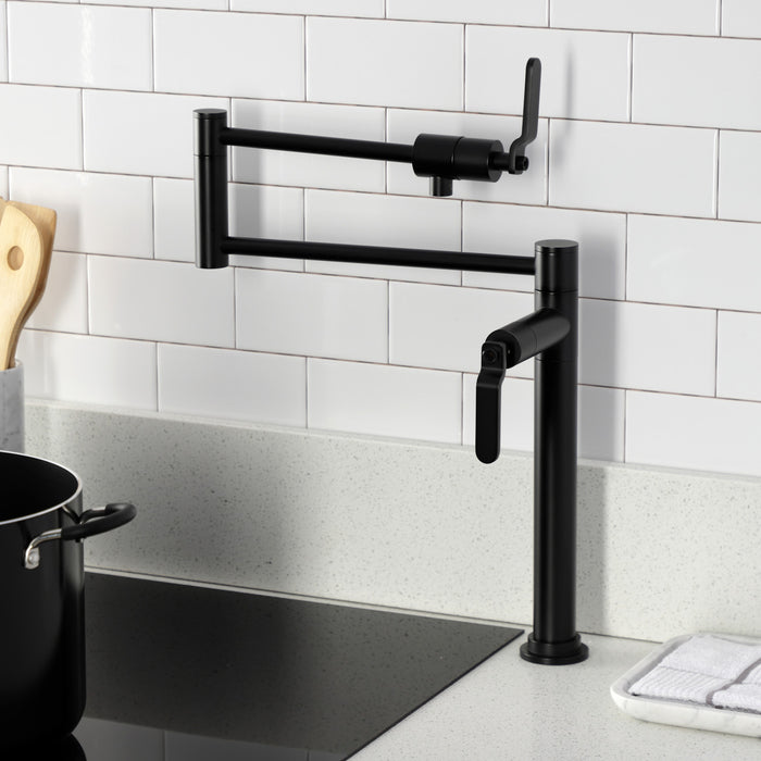 Kingston Sona KS4700KL - Whitaker Two-Handle 1-Hole Deck Mount Pot Filler Faucet, Matte Black
