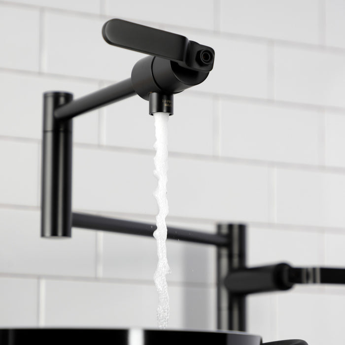 Kingston Sona KS4700KL - Whitaker Two-Handle 1-Hole Deck Mount Pot Filler Faucet, Matte Black